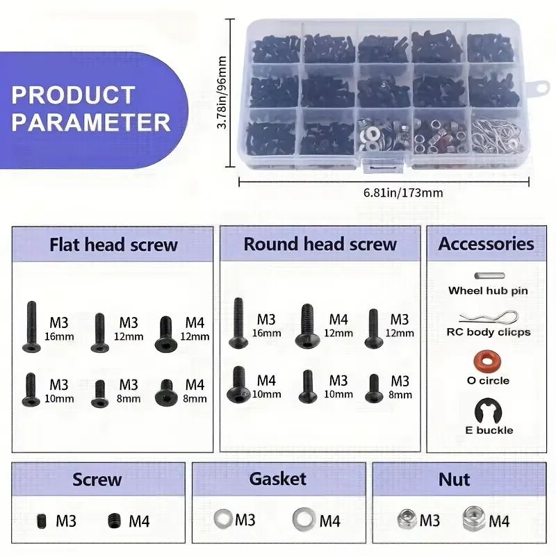 520pcs Universal RC Screw Kit  - Nuts Mix review and price